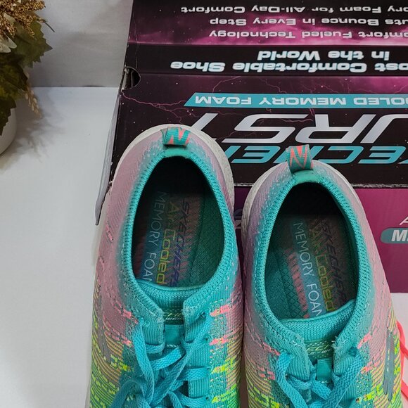 Skechers Burst High-Top Shoes Air-Cooled Memory Foam Womens 8.5 Turquoise Multi - Picture 9 of 12